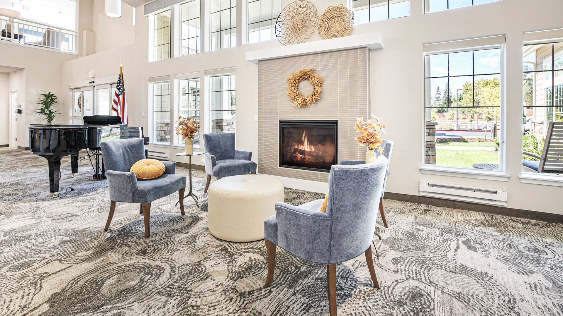 Sequoia Grove dining roomfireplace