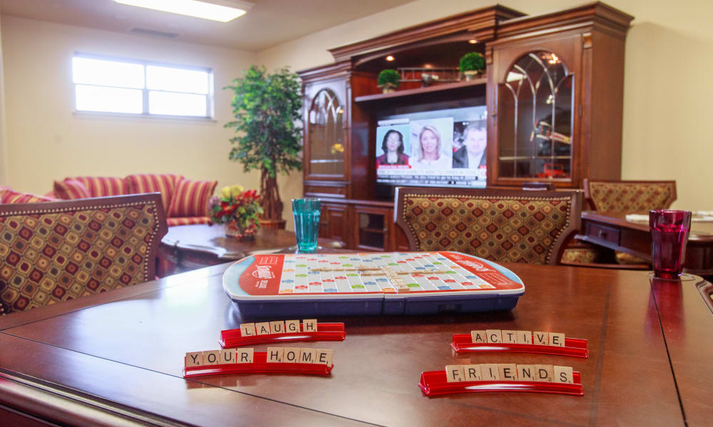 Play games like Scrabble with friends at Sequoia Grove