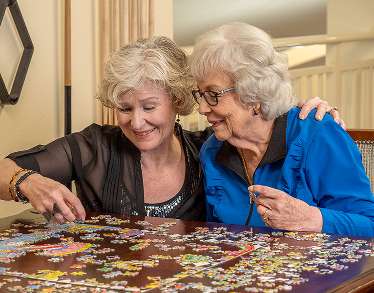 Puzzles with friends at Sequoia Grove